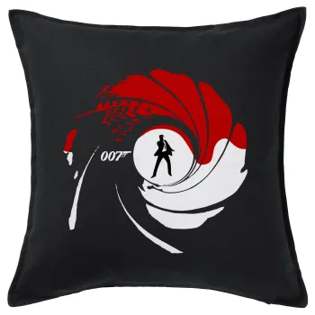 James Bond 007, Μαξιλάρι καναπέ Μαύρο 100% βαμβάκι, περιέχεται το γέμισμα (50x50cm)