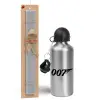 Easter Set, metallic silver aluminum water bottle (500ml) & aromatic flat Easter candle (30cm) (GRAY)