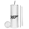 Tumbler stainless steel 600ml, with metal straw & cleaning brush