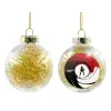 Transparent Christmas tree ball ornament with gold filling 8cm