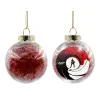 Transparent Christmas tree ball ornament with red filling 8cm