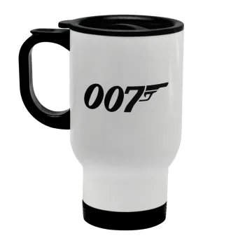 James Bond 007, Κούπα ταξιδιού ανοξείδωτη με καπάκι, διπλού τοιχώματος (θερμό) λευκή 450ml