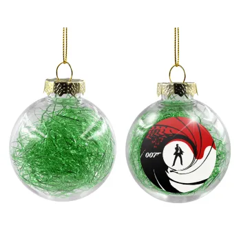 James Bond 007, Transparent Christmas tree ball ornament with green filling 8cm