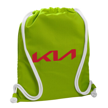 KIA, Backpack bag GYMBAG LIME GREEN, with pocket (40x48cm) & thick cords