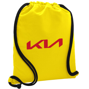KIA, Τσάντα πλάτης πουγκί GYMBAG Κίτρινη, με τσέπη (40x48cm) & χονδρά κορδόνια