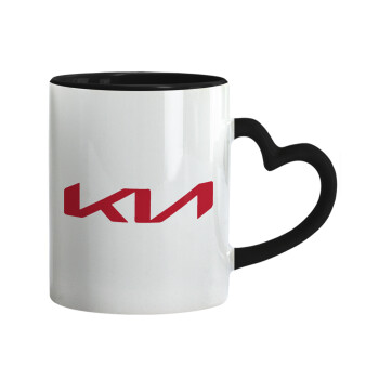 KIA, Mug heart black handle, ceramic, 330ml