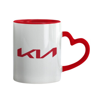 KIA, Mug heart red handle, ceramic, 330ml