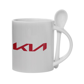KIA, Ceramic coffee mug with Spoon, 330ml (1pcs)