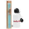 Easter Set, metallic aluminum water bottle (500ml) & scented flat candle (30cm) (TURQUOISE)