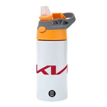 KIA, Παιδικό παγούρι θερμό, ανοξείδωτο, με καλαμάκι ασφαλείας, Πορτοκαλί/Γκρι (360ml) BPA-FREE