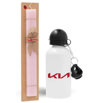 KIA, Easter Set, metallic aluminum bottle (500ml) & aromatic flat Easter candle (30cm) (PINK)