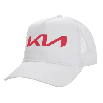 KIA, Καπέλο Ενηλίκων Structured Trucker, με Δίχτυ, ΛΕΥΚΟ (100% ΒΑΜΒΑΚΕΡΟ, ΕΝΗΛΙΚΩΝ, UNISEX, ONE SIZE)