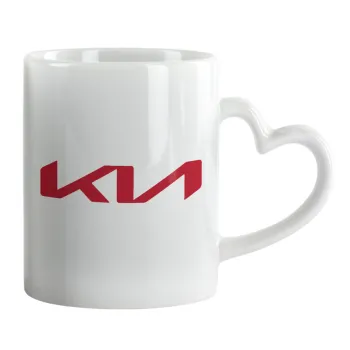 KIA, Κούπα καρδιά χερούλι λευκή, κεραμική, 330ml