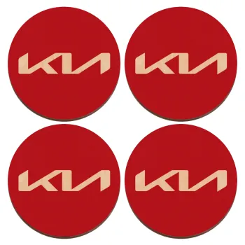 KIA, ΣΕΤ x4 Σουβέρ ξύλινα στρογγυλά plywood (9cm)