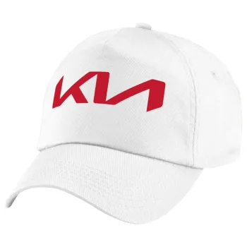 KIA, Πεντάφυλλο καπέλο Λευκό, 100% Βαμβακερό (Twill), με ρύθμιση, unisex