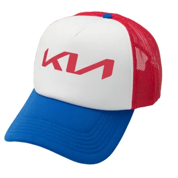 KIA, Καπέλο Ενηλίκων Soft Trucker με Δίχτυ Red/Blue/White (POLYESTER, ΕΝΗΛΙΚΩΝ, UNISEX, ONE SIZE)