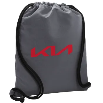 KIA, Backpack pouch GYMBAG GREY, with pocket (40x48cm) & thick cords