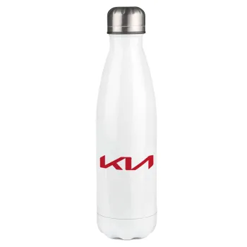 KIA, Μεταλλικό παγούρι θερμός Λευκό (Stainless steel), διπλού τοιχώματος, 500ml