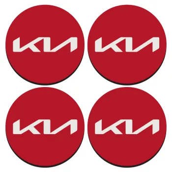 KIA, ΣΕΤ 4 Σουβέρ ξύλινα στρογγυλά (9cm)