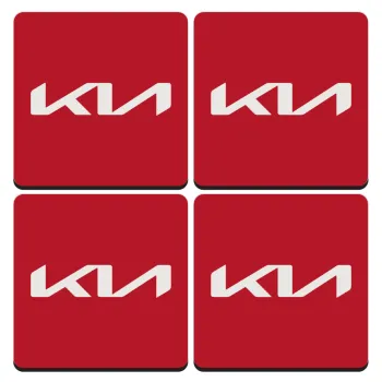 KIA, ΣΕΤ 4 Σουβέρ ξύλινα τετράγωνα (9cm)
