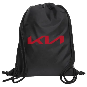 KIA, Backpack pouch GYMBAG Black, with pocket (40x48cm) & thick cords