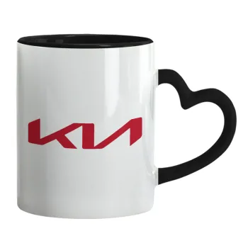 KIA, Mug heart black handle, ceramic, 330ml