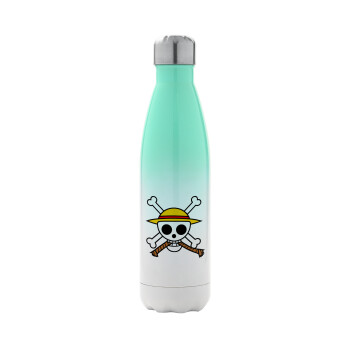 Onepiece skull, Metal mug thermos Green/White (Stainless steel), double wall, 500ml