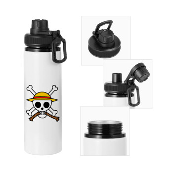 Onepiece skull, Metal water bottle with safety cap, aluminum 850ml