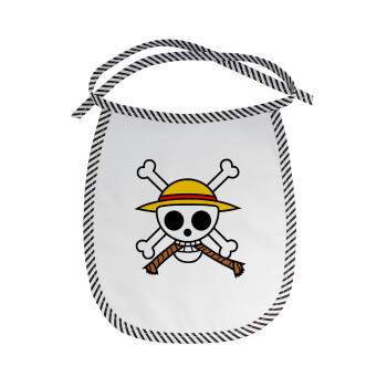 Onepiece skull, Σαλιάρα μωρού αλέκιαστη με κορδόνι Μαύρη