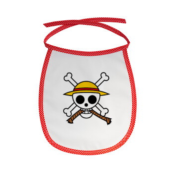 Onepiece skull, Σαλιάρα μωρού αλέκιαστη με κορδόνι Κόκκινη