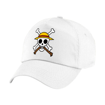 Onepiece skull, 5-Panel Cap White, 100% Cotton (Twill), (UNISEX, ONE SIZE)