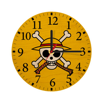 Onepiece skull, Ρολόι τοίχου ξύλινο plywood (20cm)