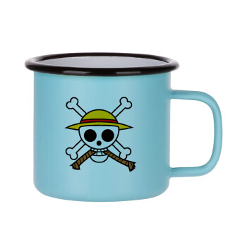 Onepiece skull, Κούπα Μεταλλική εμαγιέ ΜΑΤ σιέλ 360ml