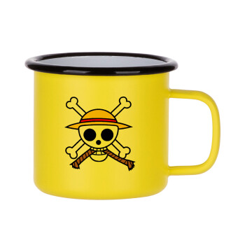 Onepiece skull, Κούπα Μεταλλική εμαγιέ ΜΑΤ Κίτρινη 360ml