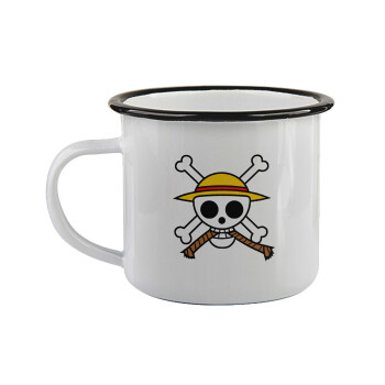 Onepiece skull, Κούπα εμαγιέ με μαύρο χείλος 360ml