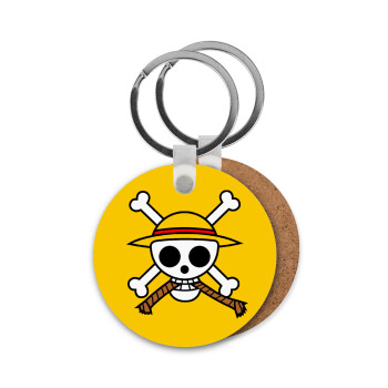 Onepiece skull, Μπρελόκ Ξύλινο στρογγυλό MDF Φ5cm