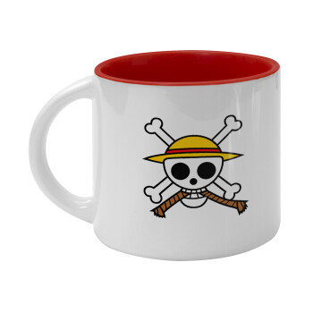 Onepiece skull, Κούπα κεραμική 400ml Λευκή/Κόκκινη