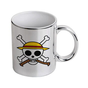 Onepiece skull, Mug ceramic, silver mirror, 330ml