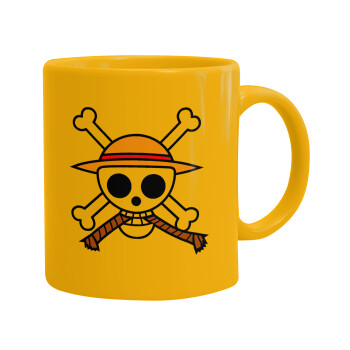 Onepiece skull, Ceramic coffee mug yellow, 330ml (1pcs)