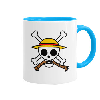 Onepiece skull, Mug colored light blue, ceramic, 330ml