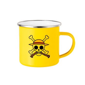 Onepiece skull, Yellow Enamel Metallic Cup 360ml