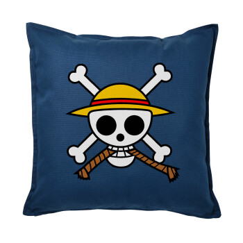 Onepiece skull, Sofa cushion Blue 50x50cm includes filling