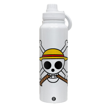 Onepiece skull, 1L Stainless Steel Thermal Bottle with Phone Holder & Double Wall Insulation