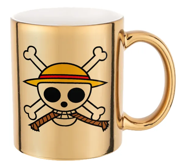 Onepiece skull — Mug ceramic, gold mirror, 330ml