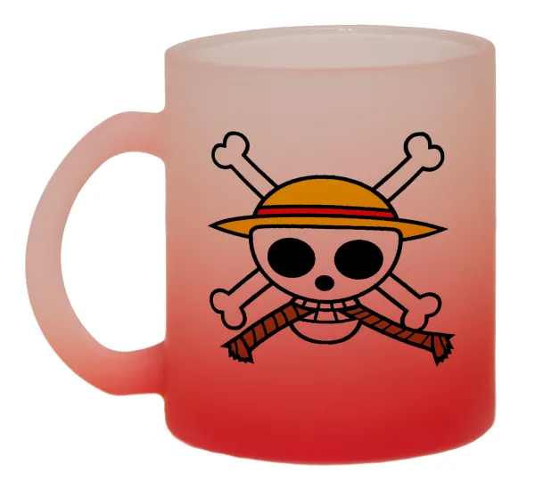 Onepiece skull — Κούπα γυάλινη δίχρωμη με βάση το κόκκινο ματ, 330ml