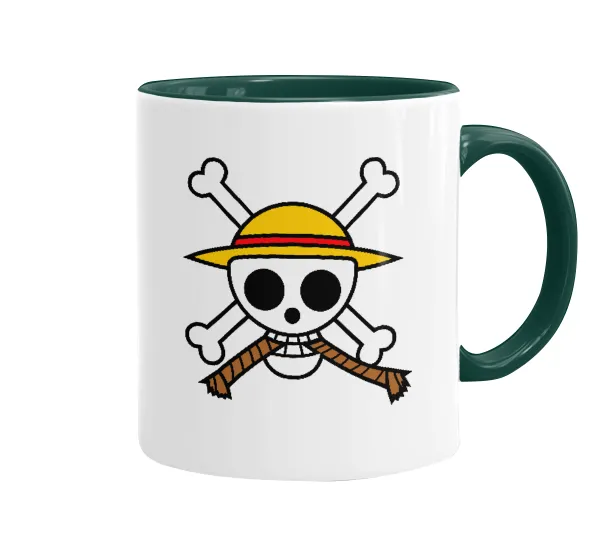Onepiece skull — Κούπα χρωματιστή πράσινη, κεραμική, 330ml