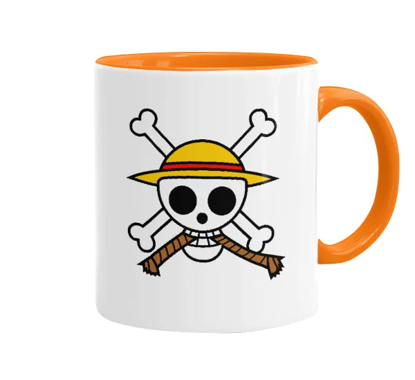 Onepiece skull — Mug colored orange, ceramic, 330ml