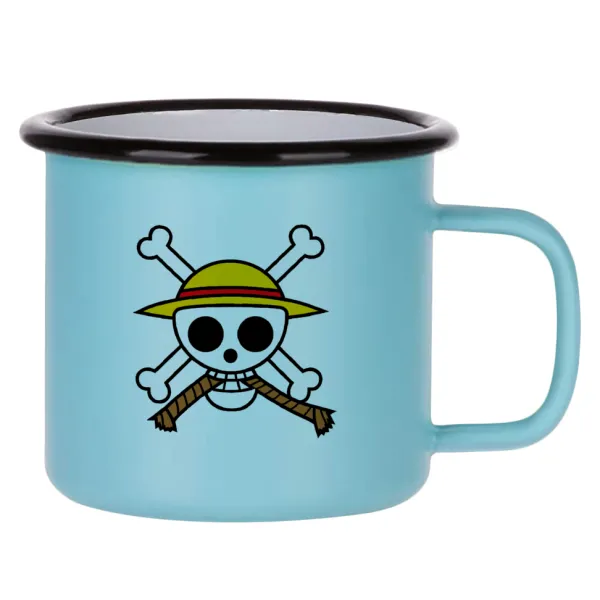 Onepiece skull — Κούπα Μεταλλική εμαγιέ ΜΑΤ σιέλ 360ml