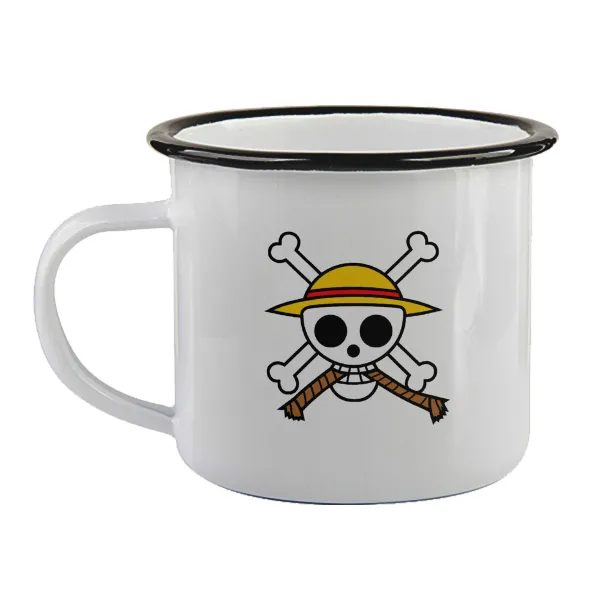 Onepiece skull — Enamel mug with black rim, 360ml