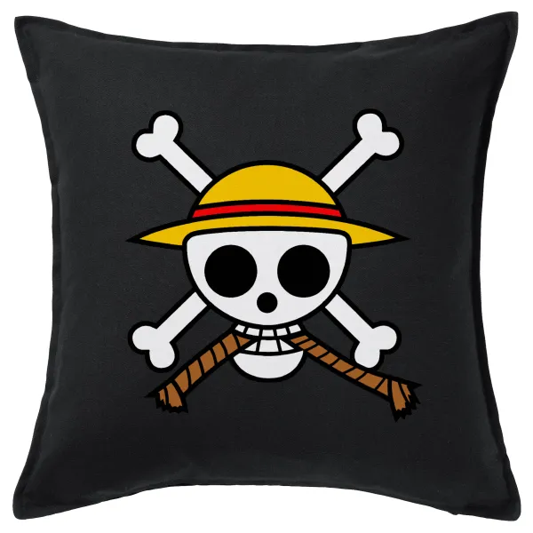 Onepiece skull — Μαξιλάρι καναπέ Μαύρο 100% βαμβάκι, περιέχεται το γέμισμα (50x50cm)